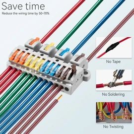 JANDECCN 4pcs DIN Rail Terminal Blocks, DIY Splicing Wire Connectors for Circuit Inline 28-12AWG (4 in 12 Out)