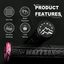 WFS World Map MTB Lock-on Grips - Single Clamp Ergonomic Anti-Slip Mountain Bike Handlebar Grips - Comfort Vibration Dampening for Trail, Enduro, Downhill - Black x Pink