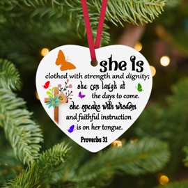 Christian Gifts for Women Faith Religious Gifts Christmas Ornament Bible Verse Gift Ceramic Ornament Inspirational Gift for Friend Baptism Gift Spiritual Quotes Gift Christmas Birthday Gifts for Her