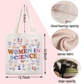 TSOTMO Tote Bag for Women in Science Feminism Gift Lab Week STEM Education Gift Scientist Shopping Bag, In Science