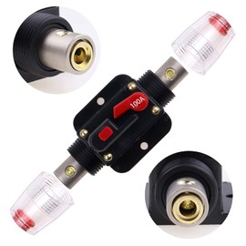 JIAKUPA 2Pcs 12V-24V DC 100A Fuse Holder Fuse Circuit Breaker 100Amp Inverter with Manual Reset for Car Audio, Stereo Switch and Solar Inverter System