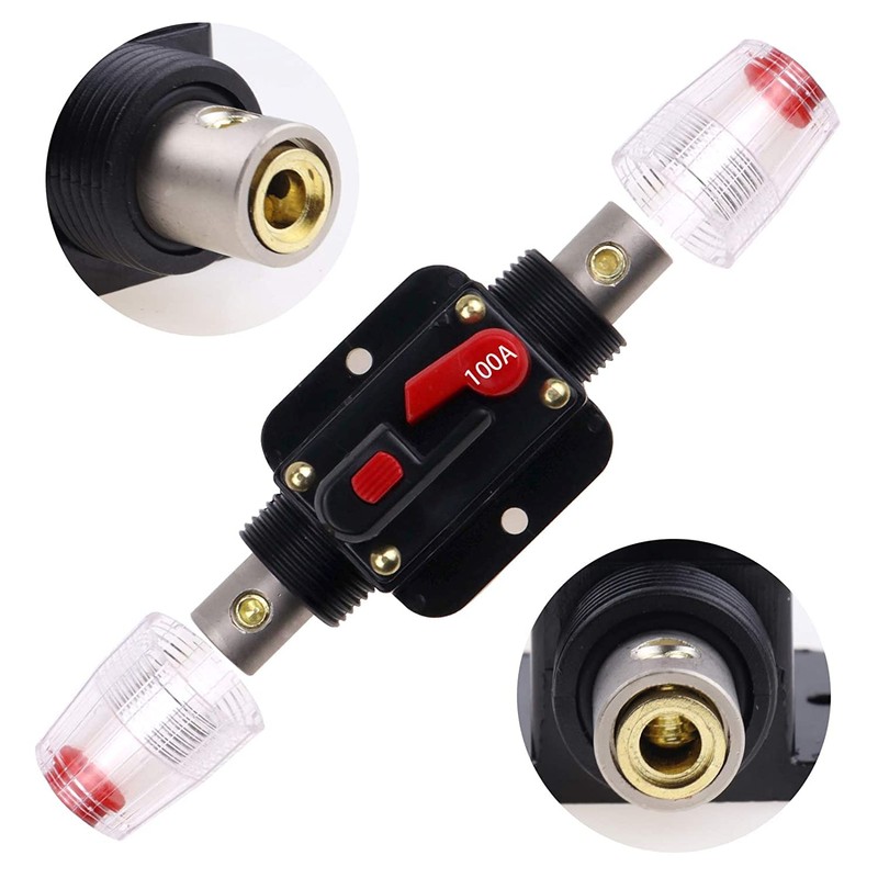 JIAKUPA 2Pcs 12V-24V DC 100A Fuse Holder Fuse Circuit Breaker