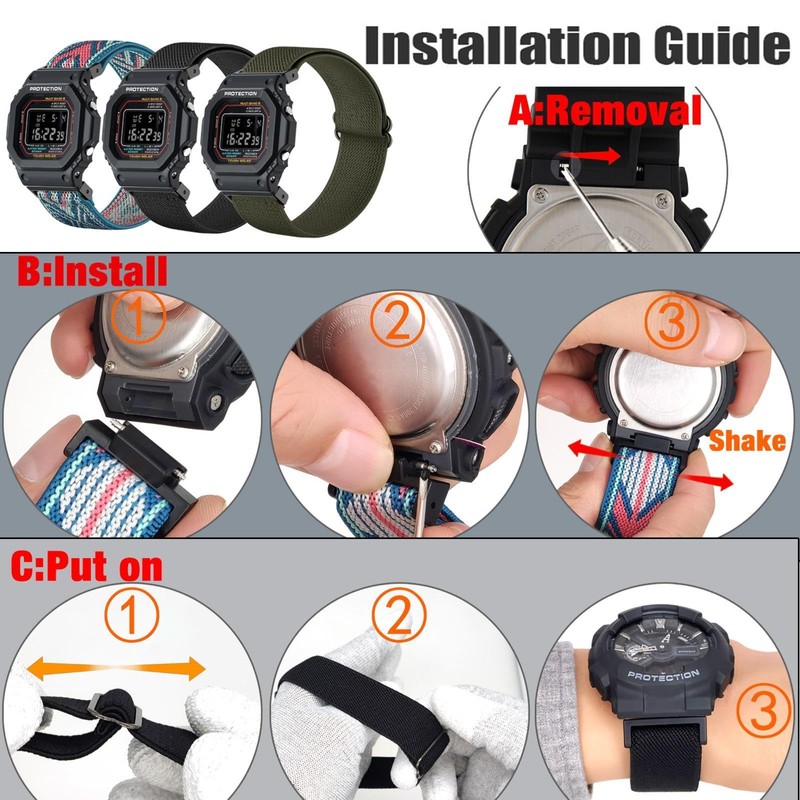 ahayo Elastic Watch Strap for Casio gshock GW-DW5600, Soft Nylon