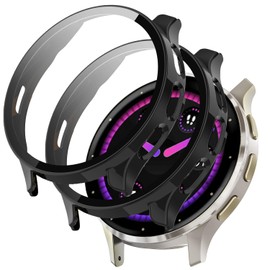 (2 Pack) T Tersely All-Around Screen Protector Case Cover for Garmin Venu 3S,Electroplating Protective Cover Soft TPU Shockproof Frame (Black+Black)