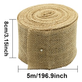 10m Hessian Ribbon, Natural Rustic Jute Burlap Ribbon Roll Linen Ribbon Craft Ribbon Band for Gift Wrapping and Crafts (8CM*10M)