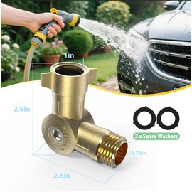 Adjustable 180° & 360° Metal Swivel Connector Fits,Standard 3/4" Water Hose Fittings, Anti-Kink Faucet Hose Adapter, for RV, Outdoor, Yard Garden Irrigation