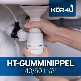 kör4u Siphon Sink Washbasin Seal, 40 x 50 mm, Black, Cuff, Rubber Sleeve, Rubber Nipple for Drain Pipe