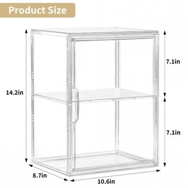 Acrylic Makeup Organizer,Stackable Storage Bins with Adjustable Divider for Vanity, Bathroom Organizers and Storage with Magnetic Door,Plastic Vanity Organizer for Pantry, Desk, Kitchen 2 Pack