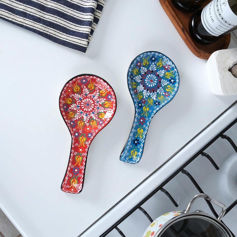 BCS Spoon Rest Set of 2 - Ceramic Spoon Holder