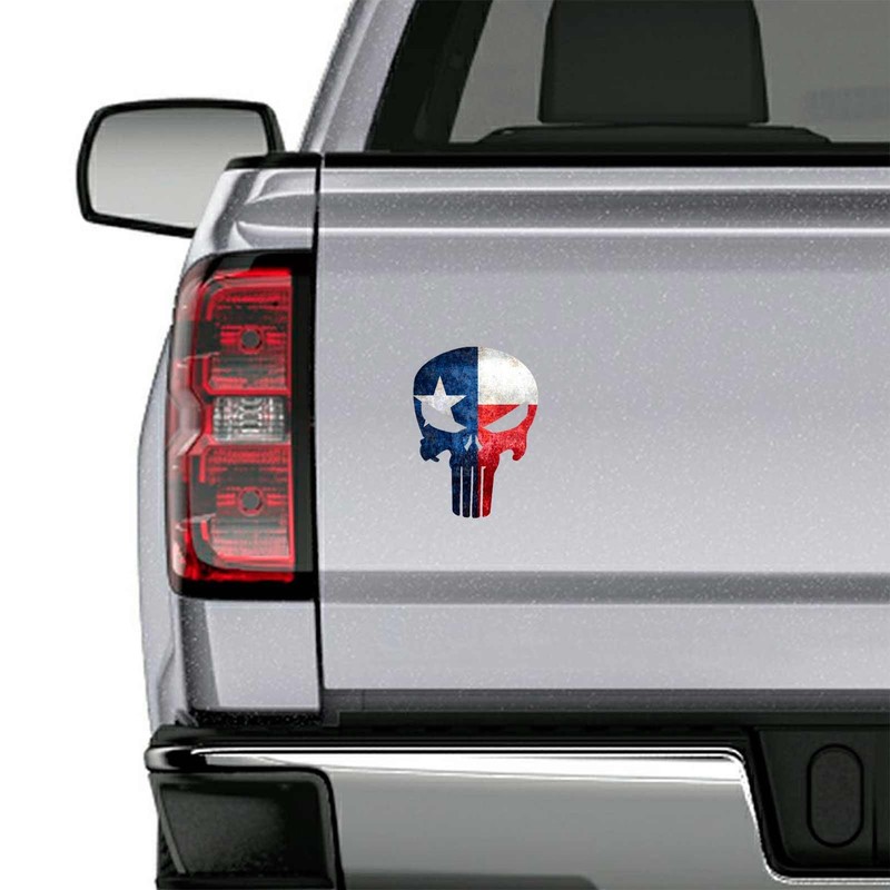 Texas Flag Skull Punisher Sticker USA Lone Star State Decal