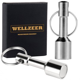 WELLZEER Keychain, Magnetic Keychain, Couple Keyring, Hanging Keychain, Neodymium Magnet, Key Storage, Accessories, Accessories, Carrying, Lightweight, Small (Set of 2), Silver