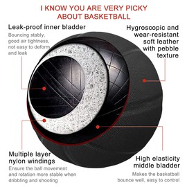 MINDCOLLISION Size 5/6/7 Solid Color Basketball, No Standard Non-Slip Wear-Resistant, Suitable for Indoor and Outdoor Children's Women's Youth Adult Basketball,Black,No. 5