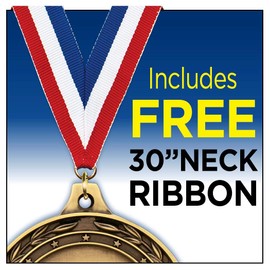 Graduation Medals, 2" Gold Graduate Achievement Medal Award, Comes with Neck Ribbon, 20 Pack