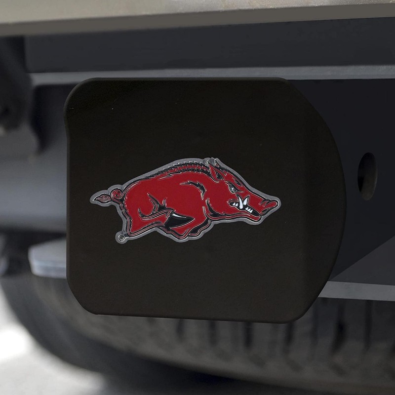 FANMATS 22640 Arkansas Razorbacks Black Metal Hitch Cover - 3D