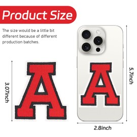 IANZE Letter Iron on Patches, Iron on Letters(A-Z) for Fabric, Full Embroidery Letters for Clothing, Hats, Dress, Jeans, T-Shirts, Backpacks, Etc(Red)