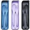 Reusable Travel Utensils Set with Case, 3 Sets Wheat Straw