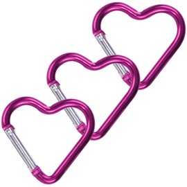 KON Carabiner Heart Shaped Cute Keychain Hook Aluminum Multi-functional Carabiner Carabiner Hook Spring Hook Pink Set of 3