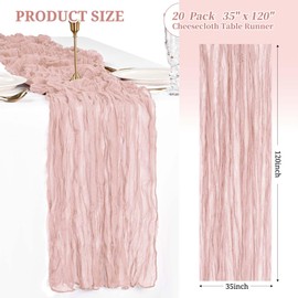 20 Pack Dusty Pink Cheesecloth Table Runner Gauze Table Runner 10FT Long Semi-Sheer Table Runner Rustic or Boho Wedding Table Decor for Wedding Decor Arch Draping Bridal Shower Party Banquet