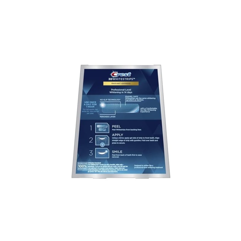 Crest 3DWhitestrips Radiant Express At-home Teeth Whitening Kit, 14 Treatments