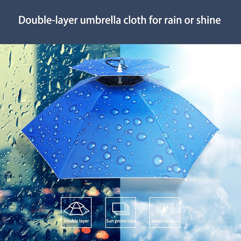 Outdoor Head Umbrella Hat Double Layer Foldable Head Umbrella Waterproof