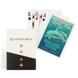 Lantern Press Monterey, California, Fluid Linework, Bottlenose Dolphin (52 Playing Cards, Poker Size Card Deck with Jokers)