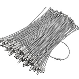 Shimeyao 120 Pcs Wire Keychain Cable Metal Wire Cable Key Ring 6 Inch Stainless Steel Loop Luggage Tag for Outdoor Hiking(120 Pcs,6 Inch)