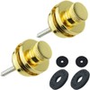Wwomusic Gold Guitar Strap Locks Classical Design Flat Round Head Heavy Duty Metal Button Security Strap lock with Strap Blocks Washers for Electric Acoustic Guitar Bass