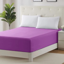 Hafaa Fitted Sheet Extra Deep Pocket Bed Sheet 16 inch 40 Cm Soft Brushed Microfiber Breathable Fitted Bed Sheets Shrinkage and Fade Resistant (Purple, Super King)