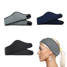 3 Pieces Winter Sports Headbands, Thermal Stretchy Ear Warmers, Cycling Ear Warmers Headband, for Yoga, Outdoor Sports, Running, Cycling, Jogging - Black、Navy Blue、Dark Gray
