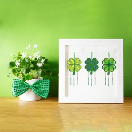 MEZOOM 10pcs St. Patrick's Day Shamrock Wind Chimes for Kid Wooden Clover Craft Make Your Own Lucky Irish Day Four-Leaf Decorative Wind Chime for Adult Child Grandkid St.Patrick's Day Decoration