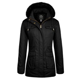 Wantdo Women's Multi Pocket Thicken Parka Coat with Removable Hood Black,2XL