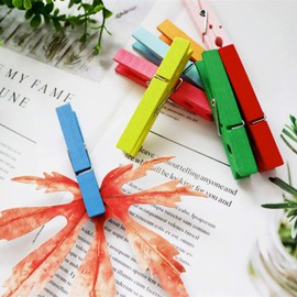 48pcs 3-Inch Large Natural Wooden Colorful Craft Clothespins, Assorted Colors Pegs Pins Photo Clip