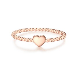 Glanzstücke München Women's Ring Heart Sterling Silver Rose Gold-Plated – Women's Jewellery Friendship Rings Thin Plug-In Ring Heart Ring, Silver, No Gemstone