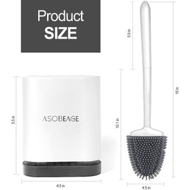 ASOBEAGE Toilet Brush, Toilet Brush and Container, Toilet Brushes for Bathroom with Quick-Drying Holder Set（white，2 pack）