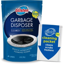 Glisten Garbage Disposer Cleaner 4 Packets Lemon Scent Foaming Odor Eliminator
