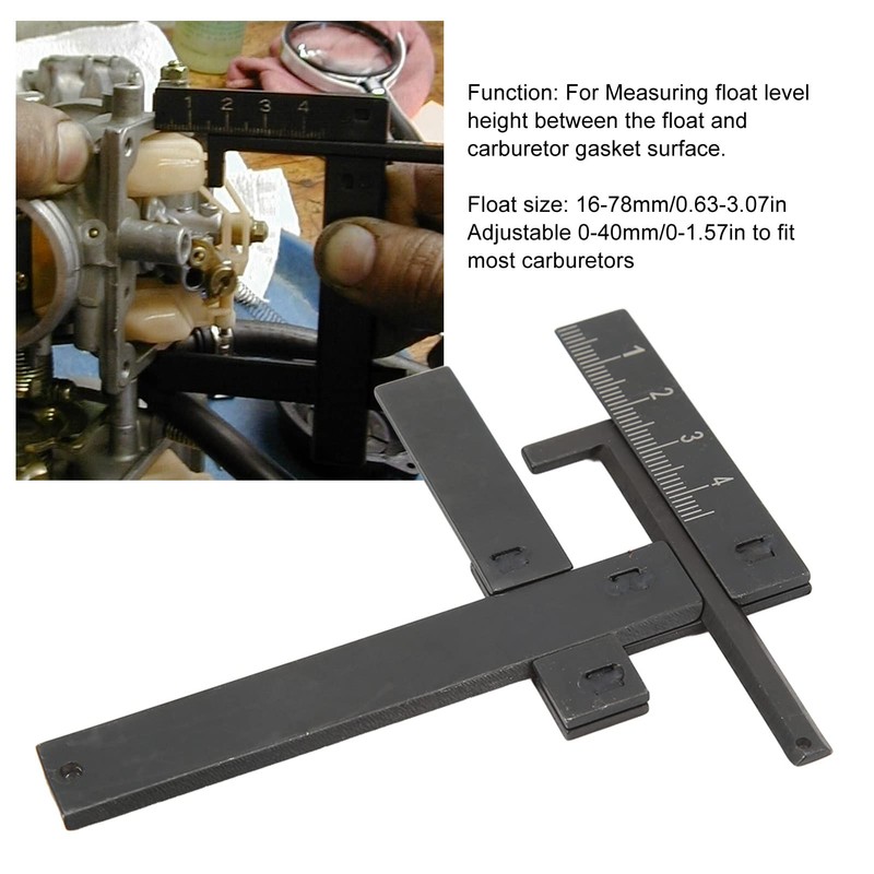 Carburetor Float Level Gauge, Steel Metric Display 0‑40mm Carb Float