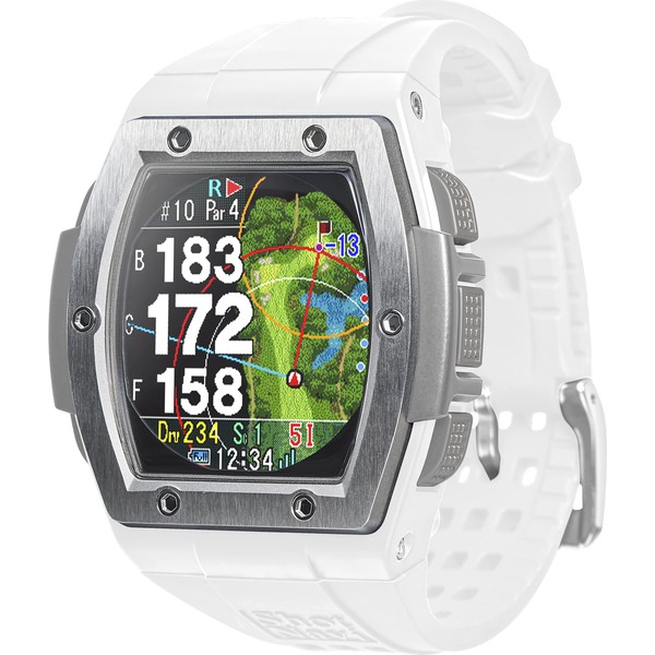 Shot Navi Crest GPS Golf Navigation, White x Silver, Golf Range-finder, OK for Competitions, Height Difference, Fairway Navigation, Green View, Compatible with Overseas Courses