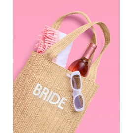 xo, Fetti Bride Straw Beach Tote Bag | Tan Bachelorette Party Decorations, Cute Bride To Be Accessory, Bridesmaid Gift, Bridal Shower Supplies, Engagement Party Favor, Classy Bridal Purse