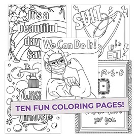Nurse Themed Coloring Pages | Pack of 10 Different Designs for Pencil or Marker Coloring | 8.5” x 11” Standard Size – Easy to Frame | Heavy High-Quality Cardstock | Makes a Great Gift