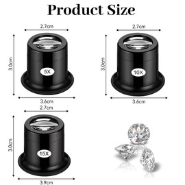 CATOR 3er Pack 5 x 10 x 15 x Lupe, Monokulare Uhrmacherlupe, Uhrenlinse, Uhrmacherlupe, Juwelierlupe, Monokularlupe, für Uhren, Schmuck