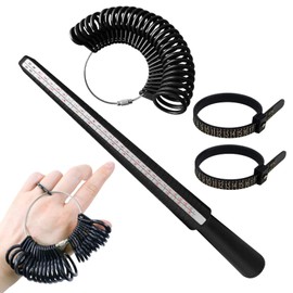 Ring Sizing Tool Set: US UK Plastic Gauge with 2 Black Inch Measuring Strips and Black Ring Sizer for Measuring Rings Diameters, Finger Gauge,Jewellery Sizing(Color:Black)
