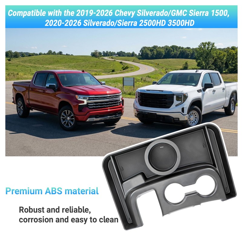 Sinminou Cup Holder Organizer for 2019-2026 Chevy Silverado/GMC Sierra 1500