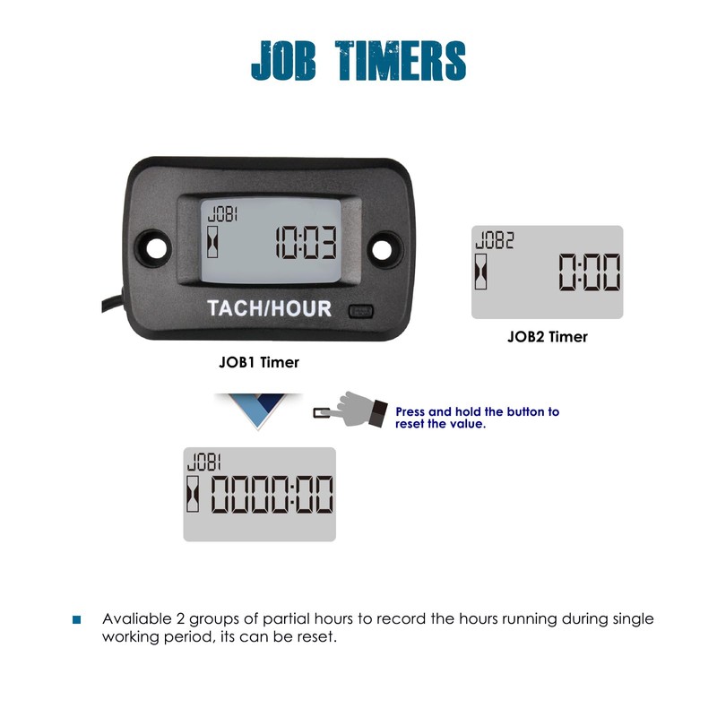 Runleader Digital Self Powered Tach/Hour Meter,Maintenance Interval Time,RPM Alert for