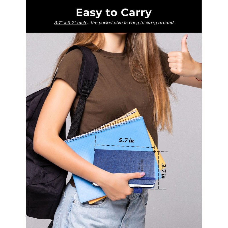 AISBUGUR Pocket Notebook Small Notebook 2-Pack, 3.5" x 5.5" Pocket