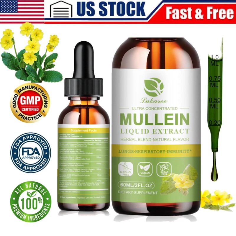 Mullein Leaf Extract Organic Lung Cleanse Drops for Lung Health