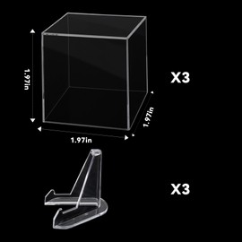 Klmnop 3 Pcs Acrylic Guitar Pick Display Box, Clear DustProof Guitar Pick Holder with Base and Stand for Any Collectible Pick Decoration(Clear)