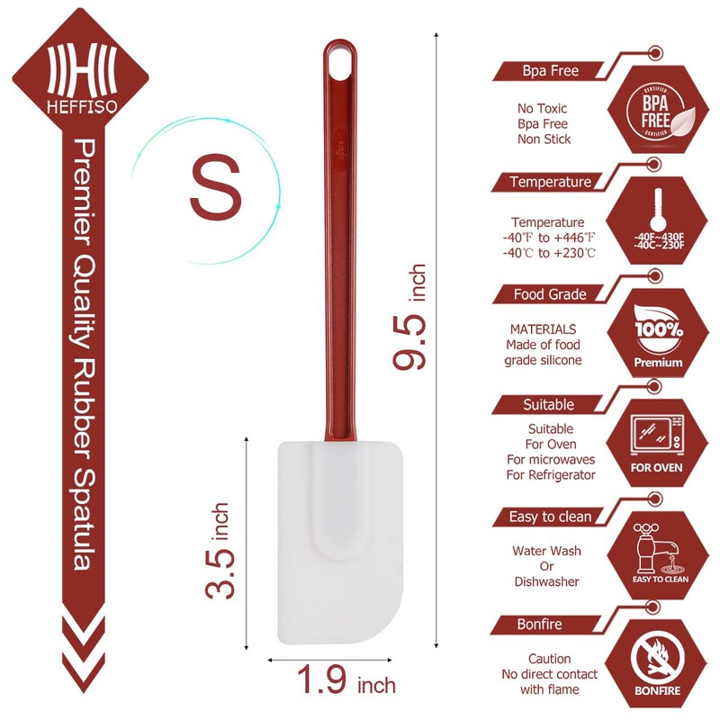 15 PCS Commercial Grade Silicone Spatulas Heat Resistant, 9.5-Inch Silicone