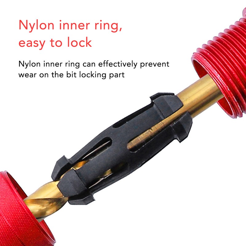 Adjustable Drill Stop Collar Aluminum Alloy Red Anti Slip Nylon