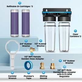Spotless Water System for Car Wash, Deionized Water Filter with Resin, Water Deionizer for Car Washing, Portable Deionized Water System for RV, Motorcycles, No Towel Drying