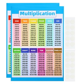 PATIKIL 2Pcs Multiplication Chart, 11x16inch Multiplication Chart Poster Multiplication Table Poster Laminated Large Educational Math Posters Colorful Clear Supplies for Classroom Wall